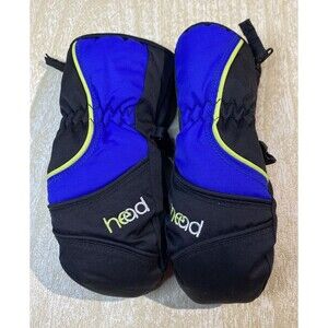 HEAD Thermal Fleece Mittens Black & Blue, Size XXS, New Without Tags